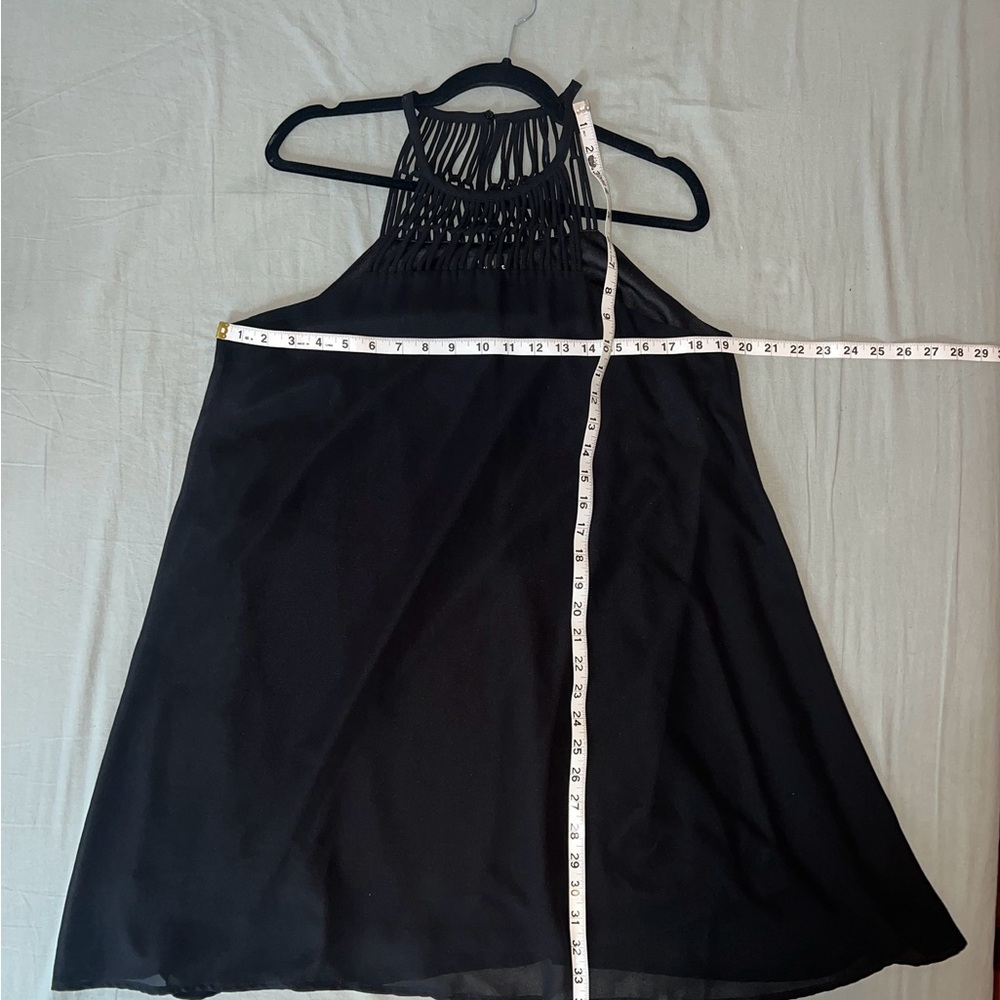 Lulus Large Tell Me Swing Mini Dress Apron Neckline Lightweight Lined Black - Picture 5 of 7